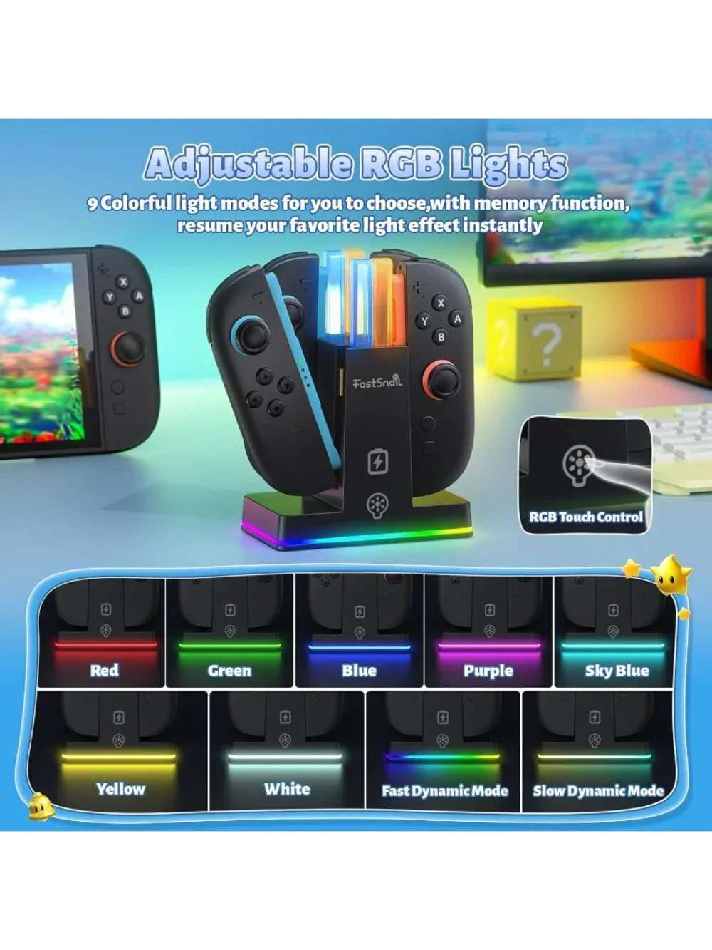 FASTSNAIL Charging Dock for Nintendo Switch 2(2025) for Joy-Con 2
